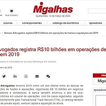 Veirano Advogados registra R$10 bilhes em operaes de fuses e aquisies em 2019